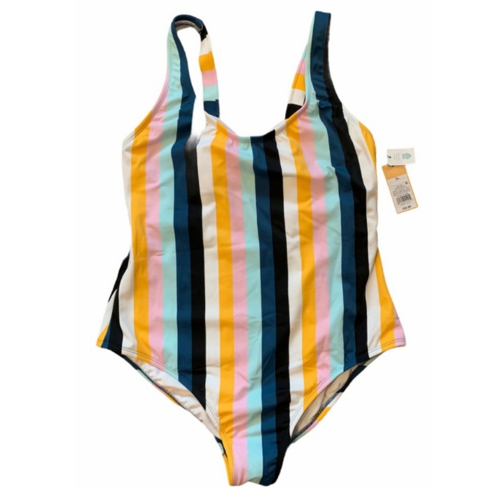 NWOT "Kona Sol" Multicolor Striped 1 pc Swimsuit